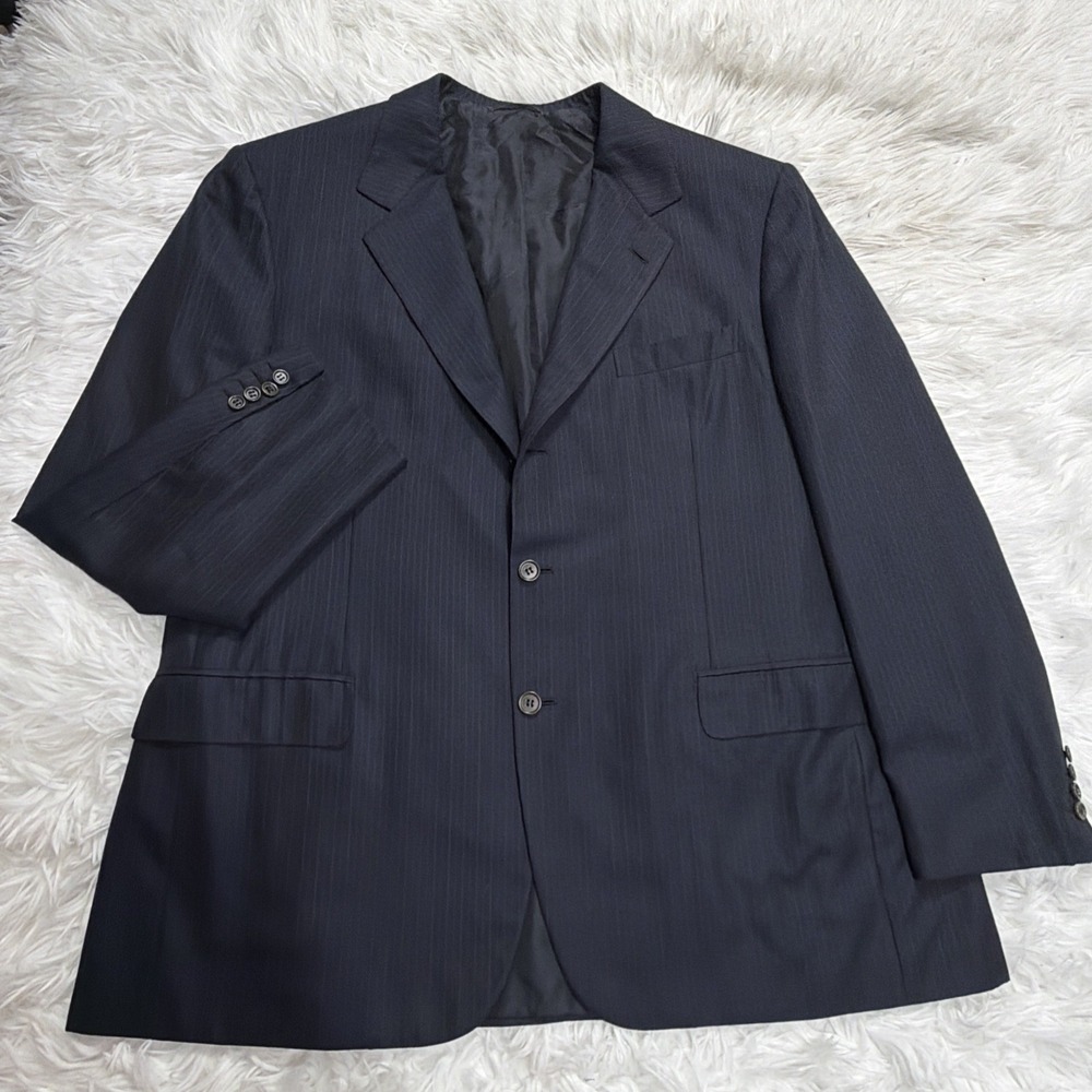 BRIONI Made In Italy Sport Coat Blazer Jacket Men's Size 48 Navy Blue Pinstripe